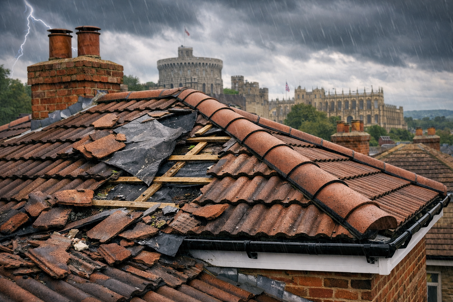 Storm damaged roof